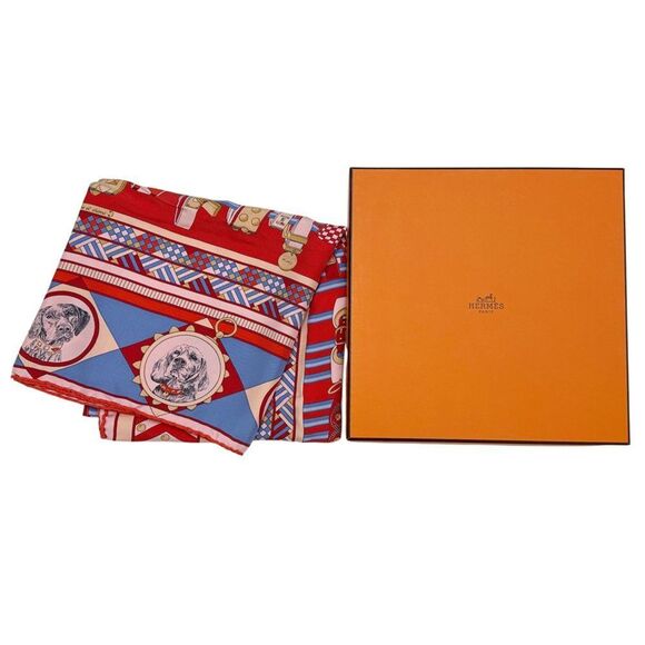 HERMES Red Scarf - Picture 4 of 9